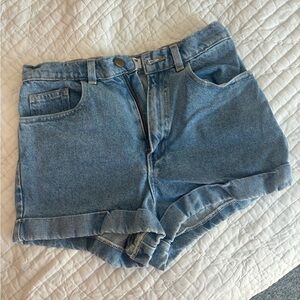 American Apparel Women's High Waist Blue Denim Shorts